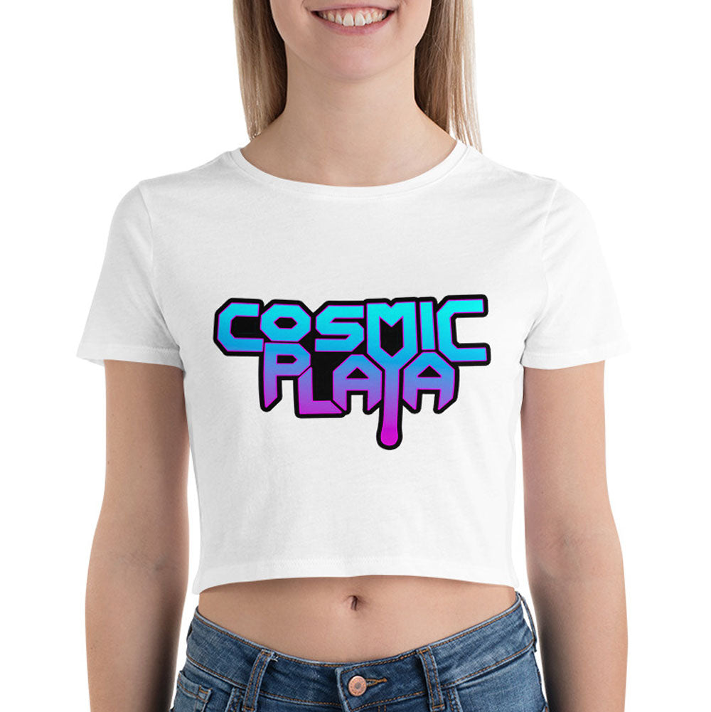 Womens Crop Top Cosmic Playa Logo White – TropicVibration