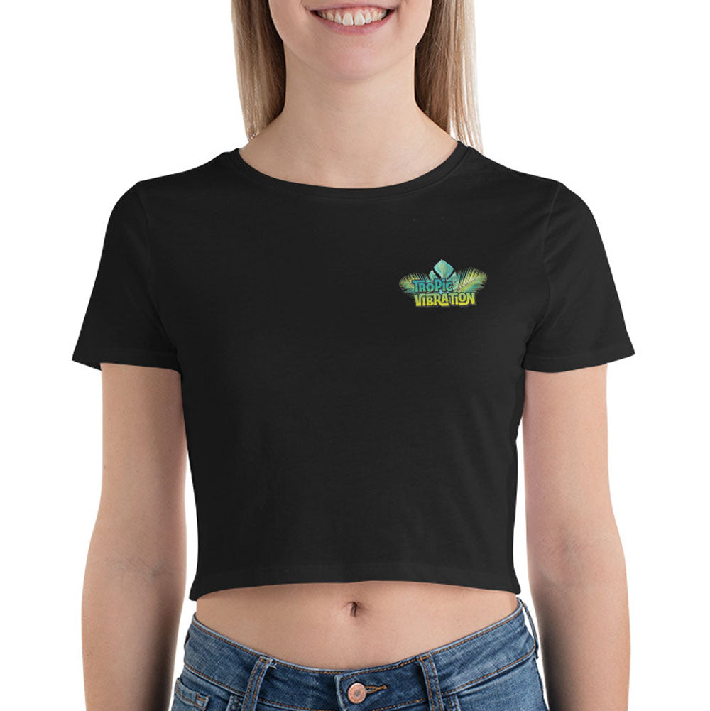Womens Crop Top TV Logo -Black