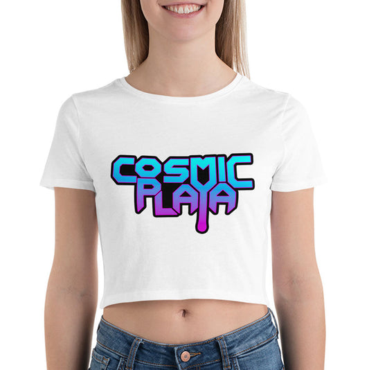 Womens Crop Top Cosmic Playa Logo White